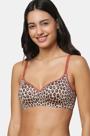 Buy Triumph Padded Non Wired Medium Coverage T-Shirt Bra - Brown - Light Combination